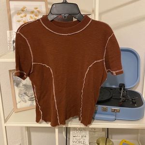 Urban Outfitters brown crew neck baby tee